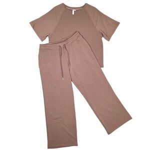 Joyspun Short Sleeve Top Capri Pajama Set Moroccan Brown Womens Size S